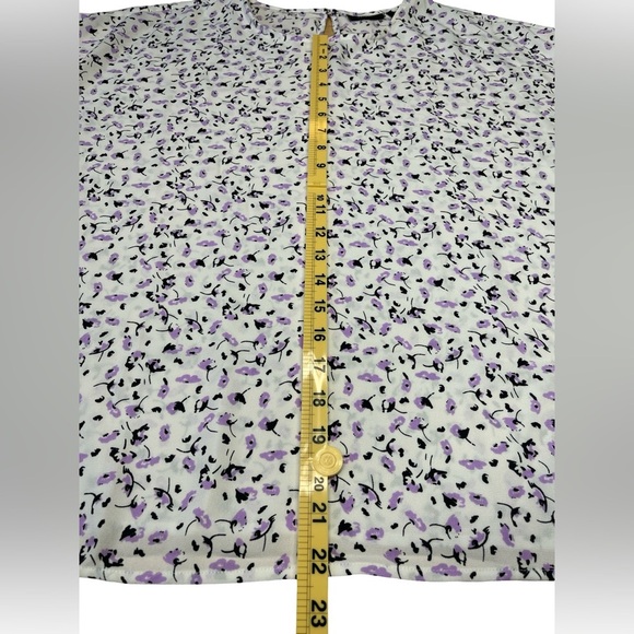 Halogen Floral Print Cap Sleeve Loose Fit Blouse - Spring Summer Office - Large - Picture 9 of 12